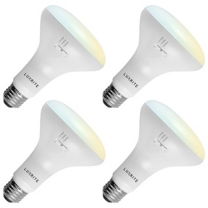 Luxrite BR30 LED Flood Light Bulbs, 65W Equivalent, 3 Colors 2700K | 3000K | 5000K, Dimmable, 850 Lumens, 10W, Damp Rated 4 Pack - 1 of 4
