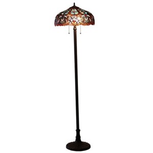 Chloe Lighting Sadie Tiffany-style 2 Light Victorian Floor Lamp 18" Shade - 1 of 4