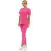 Saint Scrubs Womens 9-Pocket Medical Uniform Set- V-Neck Stretch Top with Tapered Straight Leg Pants - 3 of 4