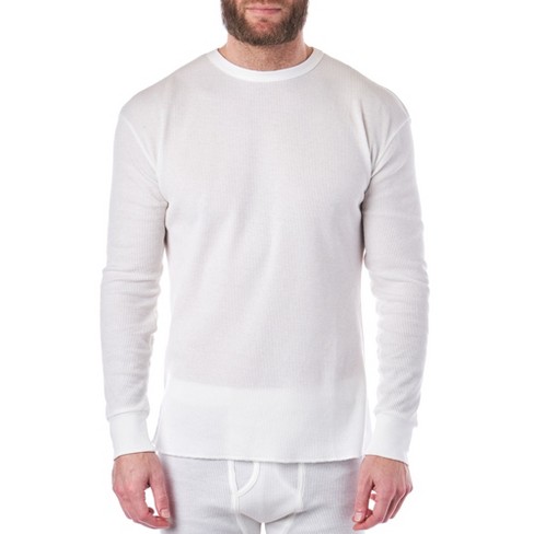 Alpine Swiss Mens Thermal Long Sleeve Top Underwear Crew Neck Shirt Waffle  Knit Henley Base Layer White Small : Target