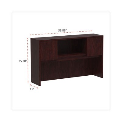 Mahogany Woodgrain Laminate Office Desk Hutch with Doors