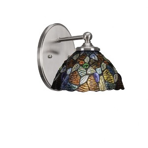 Toltec Lighting Capri 1 - Light Sconce in  Brushed Nickel with 7" Blue Mosaic Art Glass Shade - 1 of 1