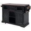 JUJABU 54.9" Rolling Kitchen Island with Drop Leaf, Power Outlet, Glass Cabinet Doors, Storage Shelves, and Barn-Style Design, Black - 2 of 4