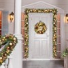 24" Pre-Lit Christmas Wreath for Front Door, Artificial Christmas Wreath with Lights, Battery Operated Xmas Wreath Decor - 4 of 4