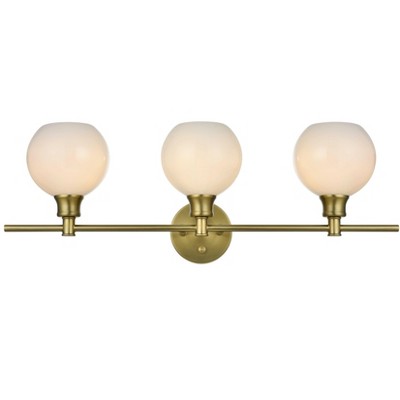 Elegant Lighting Collier 3 Light Satin Gold and Frosted White Glass Wall Sconce