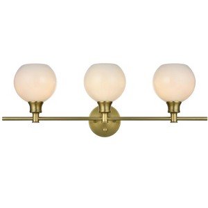 Elegant Lighting Collier 3 Light Satin Gold and Frosted White Glass Wall Sconce - 1 of 4