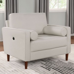 NicBex Couches for Living Room 1pc Modern Sofa Chair Armchair Only Leatherette Upholstered Sofa with Pillows, Off-White - 1 of 4