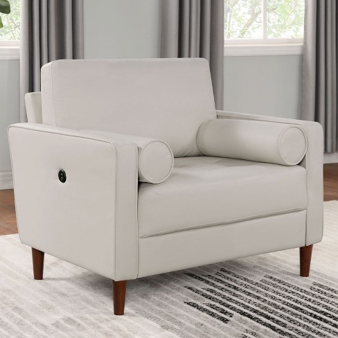 NicBex Couches for Living Room 1pc Modern Sofa Chair Armchair Only Leatherette Upholstered Sofa with Pillows, Off-White - image 1 of 4