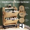 Modern Slim Entryway Shoe Storage Organizer With 2 Flip Drawers, Fluted Texture Design, Sturdy Metal Frame, Ideal for Living Room or Bedroom - 4 of 4
