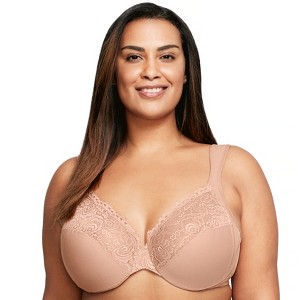 Glamorise Womens Low Cut WonderWire Lace Underwire Bra 1240 Cappuccino - 1 of 4