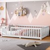 BABYYER Twin Size Kids Bed Frame with Safety Guardrails, Solid Wood Floor Bed with Door, Montessori Bed for Bedroom, Perfect for Boys & Girls - 3 of 4