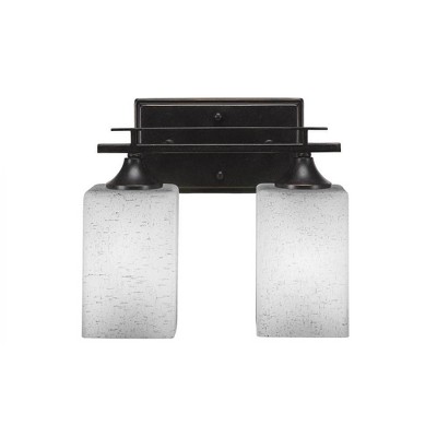 Toltec Lighting Uptowne 2 - Light Vanity in  Dark Granite with 4" Square White Muslin Shade