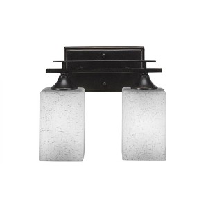 Toltec Lighting Uptowne 2 - Light Vanity in  Dark Granite with 4" Square White Muslin Shade - 1 of 1