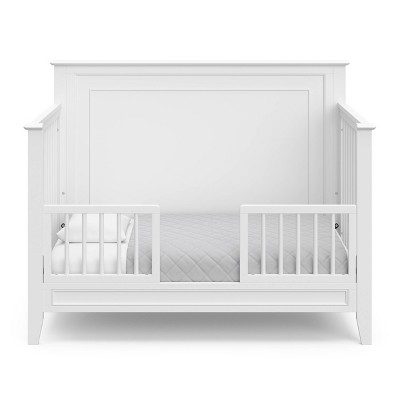 White 5-in-1 Convertible Crib with Mattress Protector