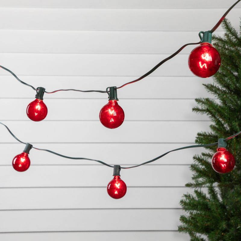 Northlight 10-Count Red G50 Globe Christmas Patio Lights- 9ft, Green Wire, 3 of 7