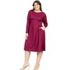 Plus Size Long Sleeve Fit and Flare Midi Dress - 24seven Comfort Apparel™ - 2 of 4