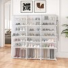 Costway Portable Shoe Rack Organizer 12-Cube 48 Pair Shoe Shelf Storage Cabinet with Hook White/Black - 4 of 4
