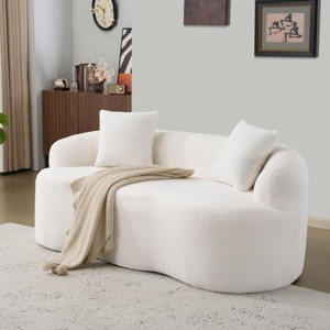 66.93" Modern Curved Loveseat Sofa with Armrest and Cushions, Compact Size for Living Room or Bedroom -3irtyhousy - 1 of 4