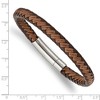 Black Bow Jewelry 7mm Stainless Steel & Two Tone Braided Leather Bracelet, 8.25 Inch - 4 of 4