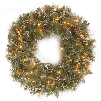 National Tree Company 24" Glittery Bristle® Pine Wreath with Twinkly™ LED Lights