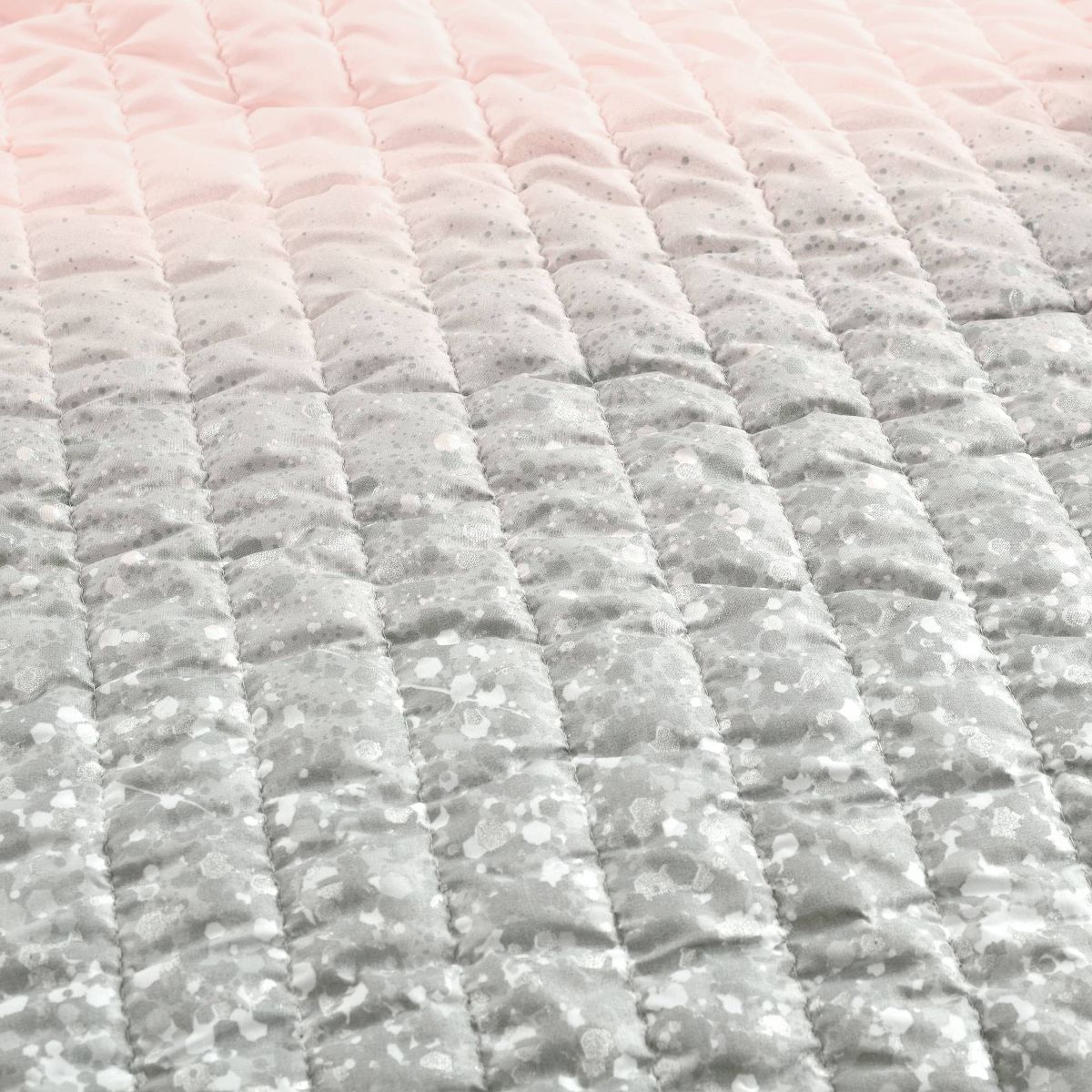 3pc Full/Queen Kids' Glitter Ombre Metallic Print Quilt Set Blush/Gray - Lush Décor: Teen Bedroom Decor Bedding Set - thumbnail 4