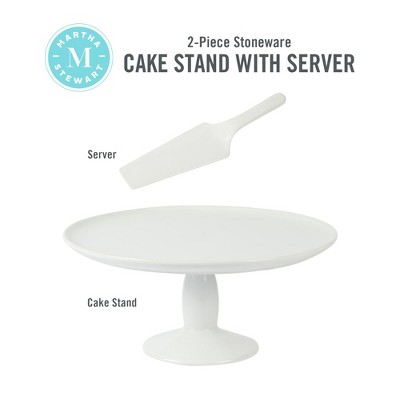 White Ceramic 12" Cake Stand with Server