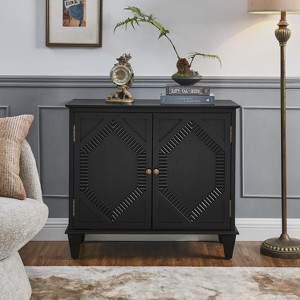 GDFStudio Duarne Mid-Century Modern 33.58" Storage Cabinet with Double-Door and Adjustable Shelf - 1 of 4