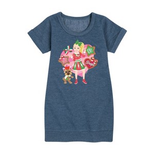 JoJo Siwa Oh Snap Graphic Short Sleeve Fleece Dress - Heather Navy - Large - 1 of 4