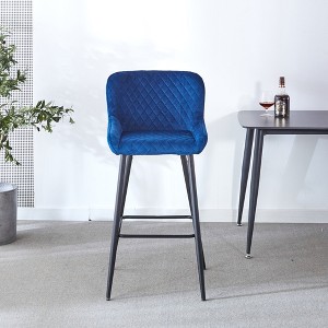 Velvet Counter Height Bar Stool with Metal Legs and Curved Back, Set of 2 for Living Room - 1 of 4