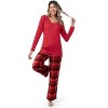 Fruit of the Loom Women's Long Sleeve V-Neck Waffle Top and Flannel Bottom Pajama Set - 2 of 4