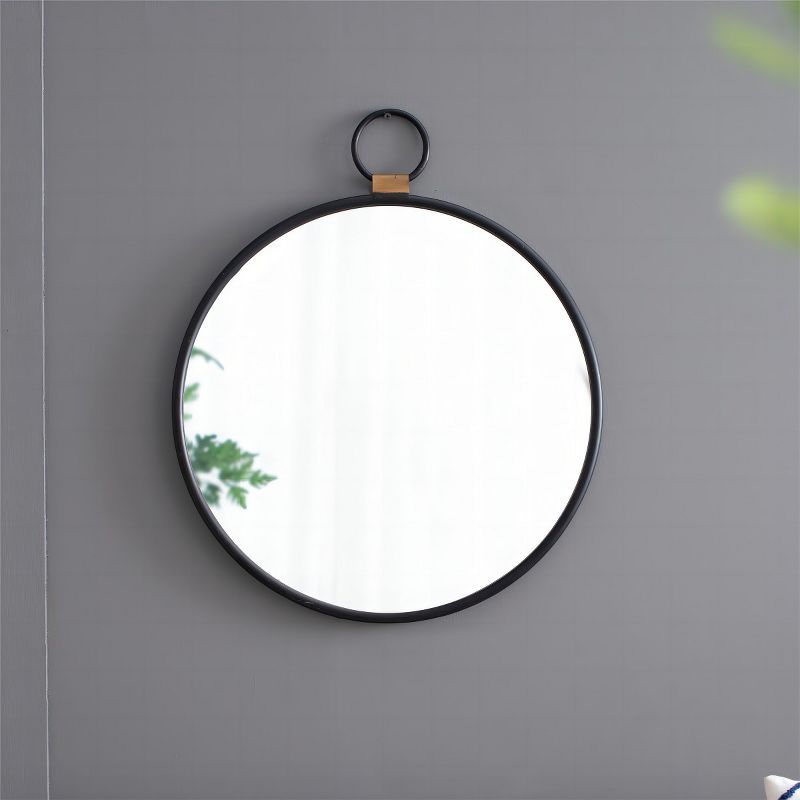 Round Mirror With Ring,Modern Wall Mirror With Black Frame,Contemporary Minimalist Accent Mirror For Living Room,Foyer,Entryway,Bedroom-The Pop Home, 4 of 9