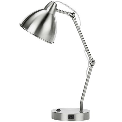 Monarch Specialties Lighting 17inchH Table Lamp Usb Port Included Nickel Metal Nickel Shade Modern