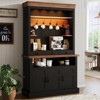 72'' Tall Farmhouse Coffee Bar Cabinet with LED Lights,Kitchen Buffet with Doors & Drawer - 3 of 4