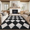 Modern Checkered Printed Rug，Low Pile Non Slip Washable, Stain Resistant Area Rug for Bedroom - 3 of 4