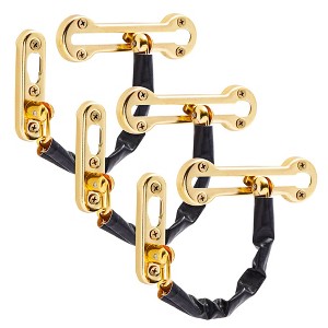 Built Industrial 3-Pack Stainless Steel Chain Door Lock with Faux Leather Chain Sleeve, 7.2-Inch Slide-Type Safety Chain Locks, Gold - 1 of 4