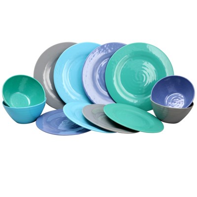 Gibson Brist 12-Piece Assorted Color Melamine Dinnerware Set