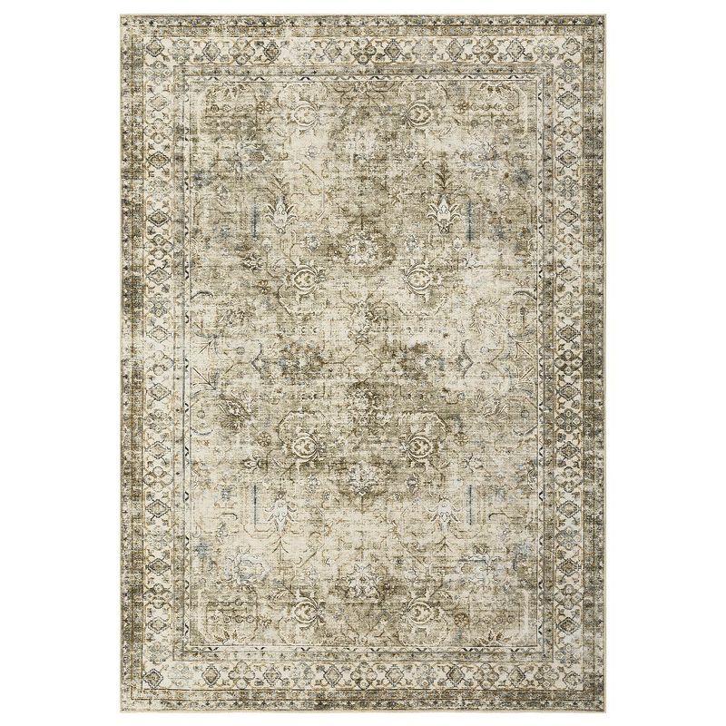 Vintage Floral Area Rug Washable Persian Rug for Living Room Bedroom, 8' x 10' Brown, 1 of 7