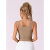 Allegra K Women's Ribbed with Built-In Bra Slim Fit Square Neck Tank Top - 2 of 4