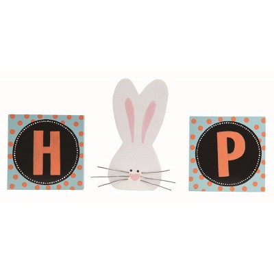 Transpac Wood 16 in. Multicolor Easter Hop Letter Blocks Set of 3