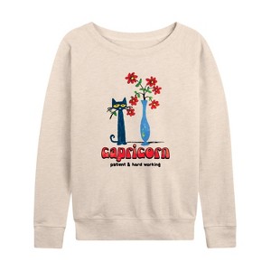 Women's - Pete the Cat - Capricorn Lightweight French Terry Wide Neck Long Sleeve Shirt - 1 of 4