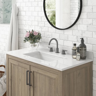 Vivien 36" Brown Wood Bathroom Vanity with Stoneware Surface
