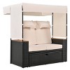 Nestfair Wicker Outdoor Bench Lounge Chair with Roof and Cushions Beige - 4 of 4
