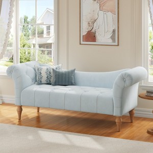 Christopher Knight Home Merlin Vintage Upholstered Velvet Tufted Bench with Rolled Arms - 1 of 4