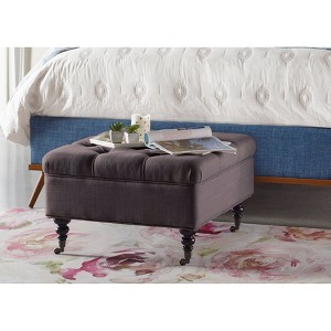 Abbot Square Tufted Ottoman with Storage and Casters Midnight Charcoal - Serta: Polyester Upholstered, Wood Frame - 1 of 4