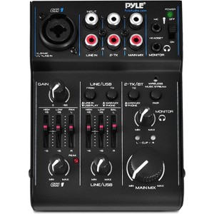 Pyle 3-Channel Bluetooth Mixer DJ Controller Audio Interface with 18V Phantom Power - 1 of 4