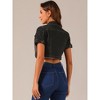 Allegra K Women's Turndown Collar Short Sleeves Crop Casual Jean Jacket - image 3 of 4