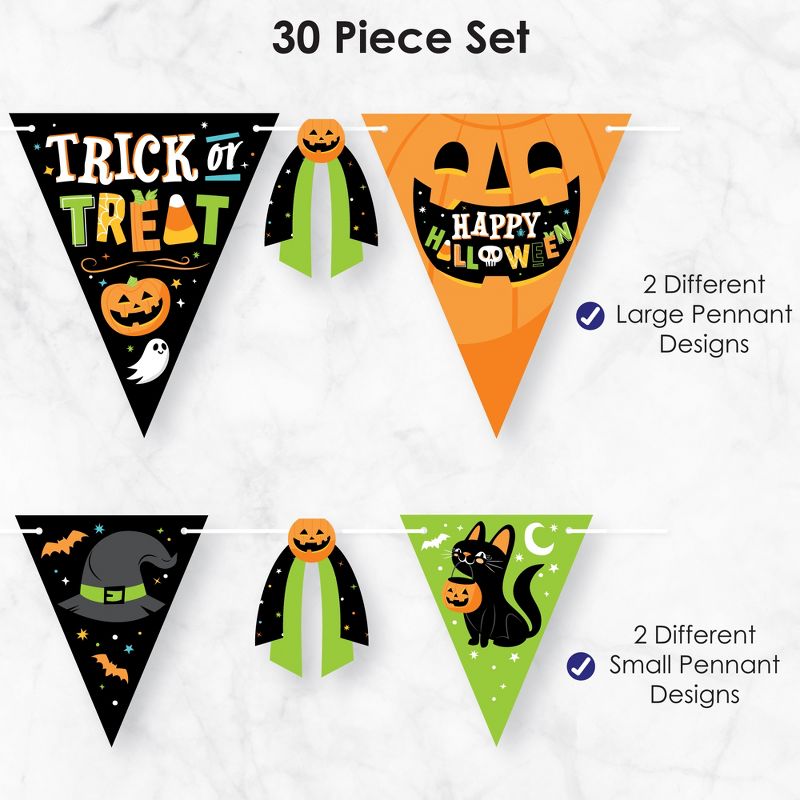 Big Dot of Happiness Jack-O'-Lantern Halloween - DIY Kids Halloween Party Pennant Garland Decoration - Triangle Banner - 30 Pieces, 5 of 9