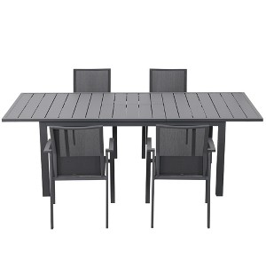 Aluminum Patio Furniture Set, 5 Piece Metal Outdoor Furniture Set with CSA Certified 54in Propane Gas Fire Pit Table - 1 of 2