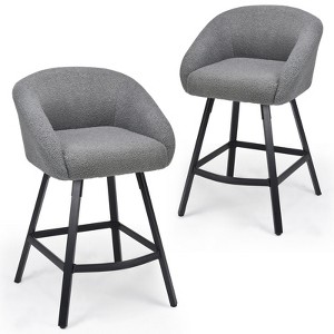 Lyngins Bar Stools Set of 2 with Curved Backrest,Upholstered Kitchen Chairs with Adjustable Pads,Teddy Counter Stools for Kitchen Island,Pub - 1 of 4