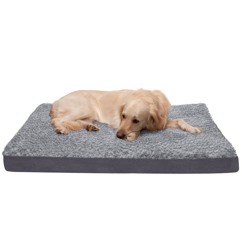 FurHaven Two-Tone Faux Fur & Suede Deluxe Cooling Gel Top Dog Bed, 1 of 4